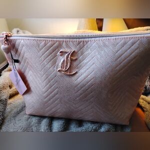 Juicy Couture Shimmer Cosmetics Bag / Nylon Rose Gold Metal Elements